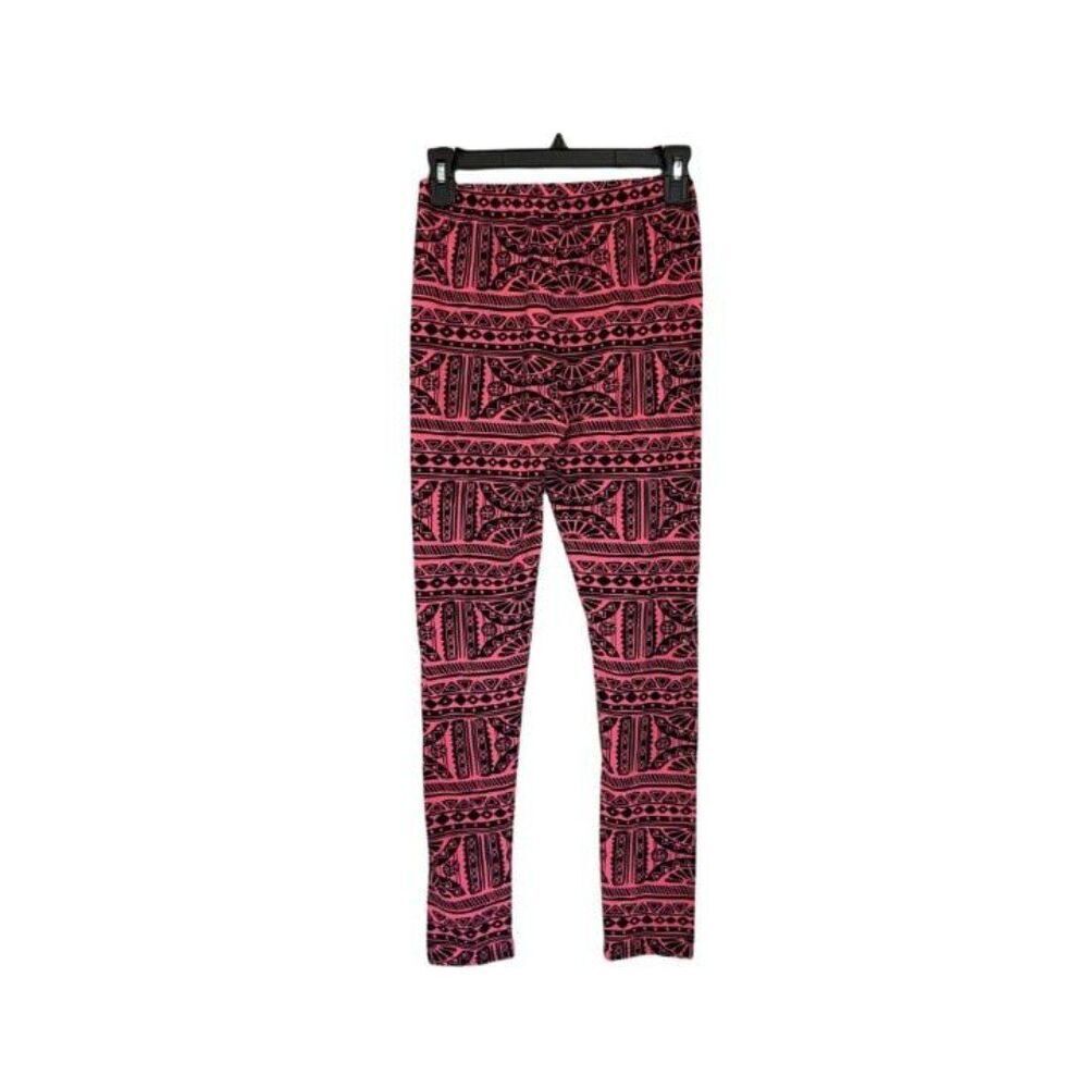 Hot Pink Geometric Leggings (One Size)